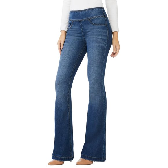 Sofia Vergara Pull On Womens Jeans Melisa Flare Super High Rise Regular Fit Blue - Picture 1 of 7